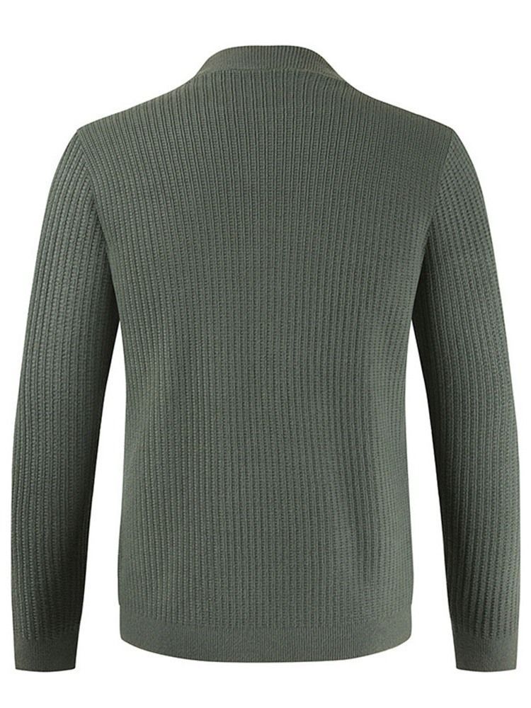 Plain Pocket V-ausschnitt Lässiger Einreihiger Herrenpullover