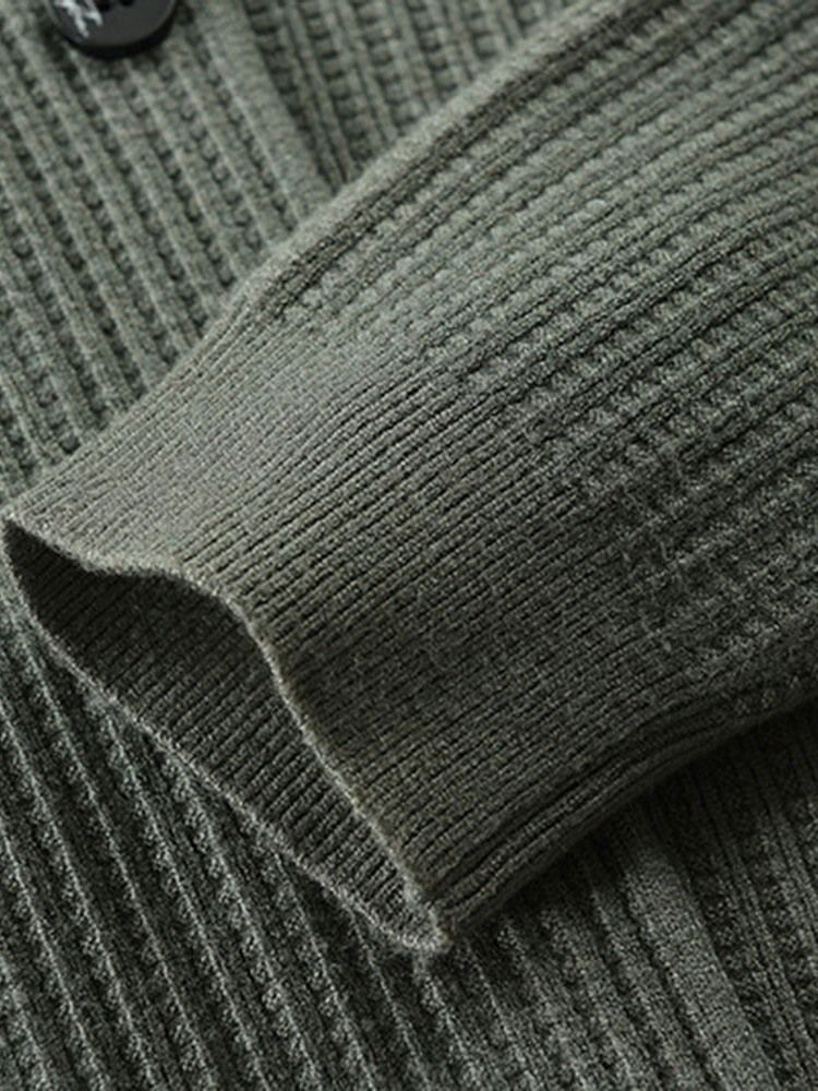 Plain Pocket V-ausschnitt Lässiger Einreihiger Herrenpullover