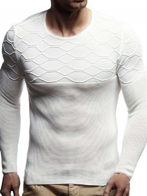 Plain Rundhals Casual Slim Herren Pullover