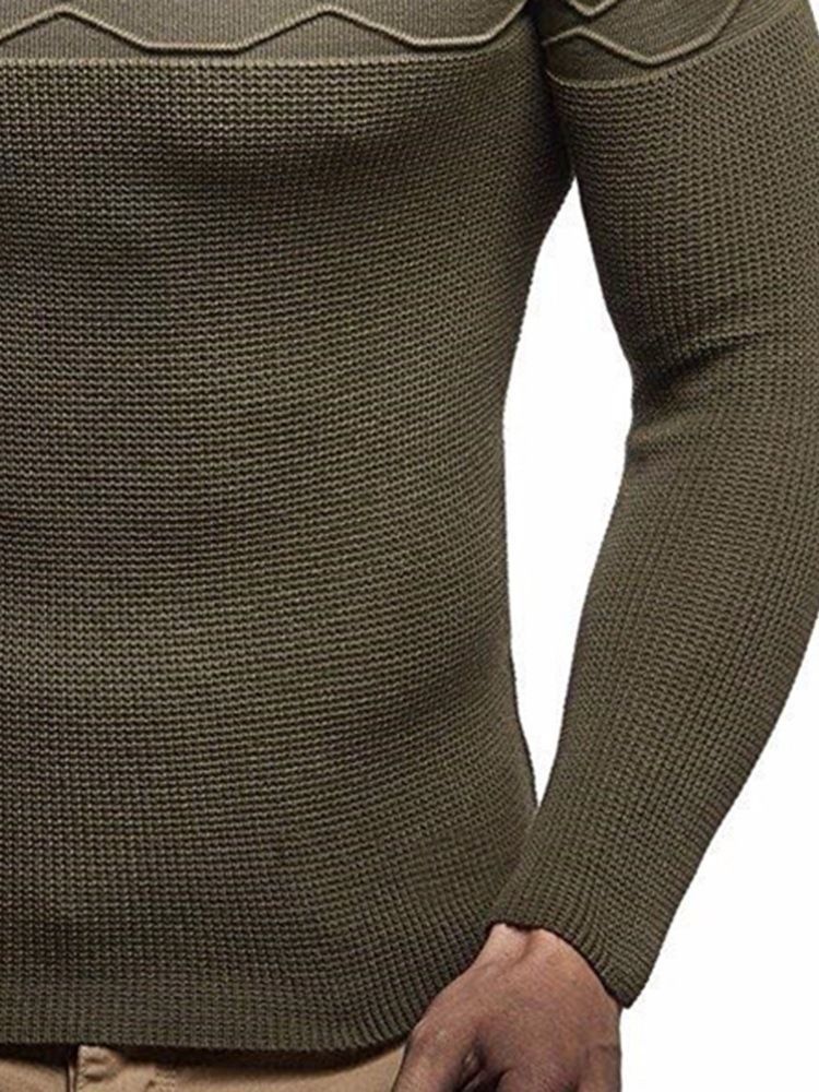 Plain Rundhals Casual Slim Herren Pullover