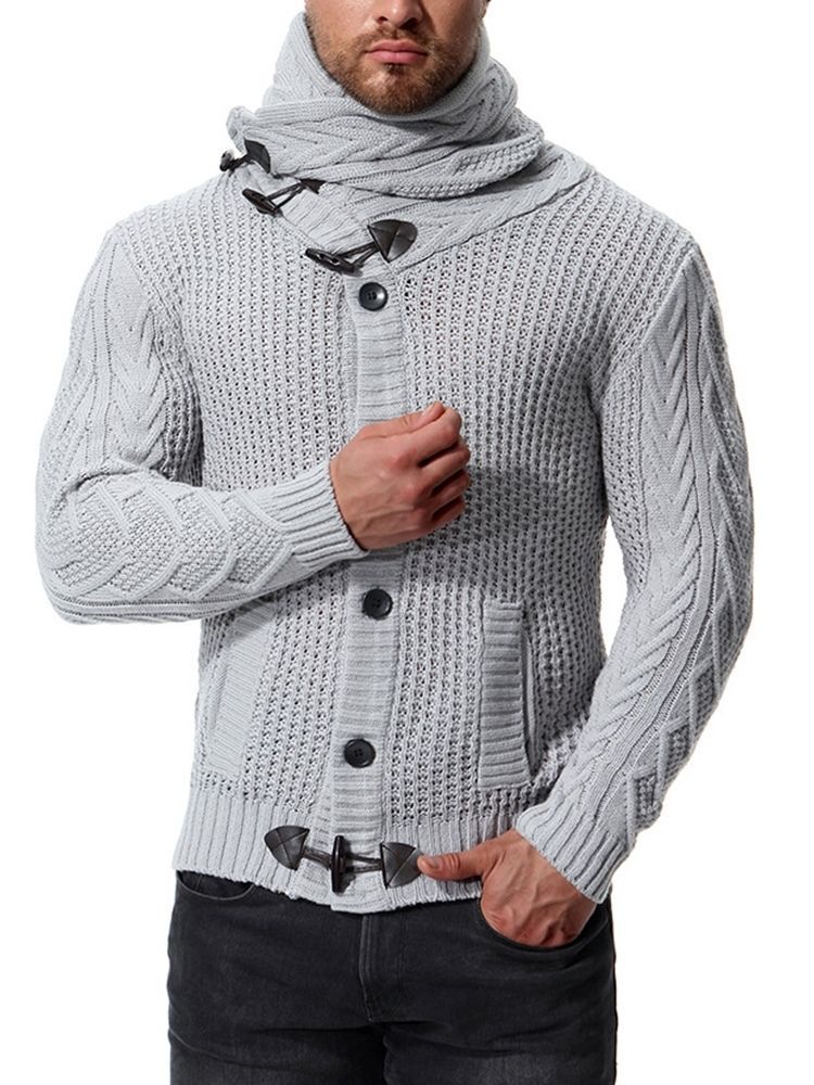 Plain Schalkragen Herren Knopf Casual Pullover