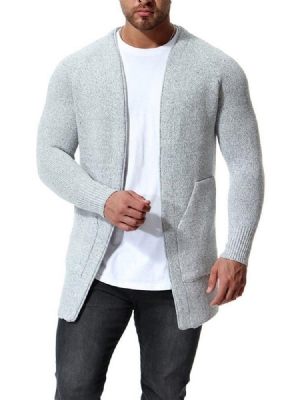 Plain Slim Herren Casual Cardigan Mit Taschen