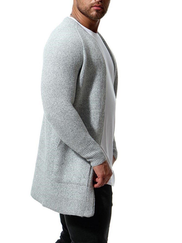 Plain Slim Herren Casual Cardigan Mit Taschen