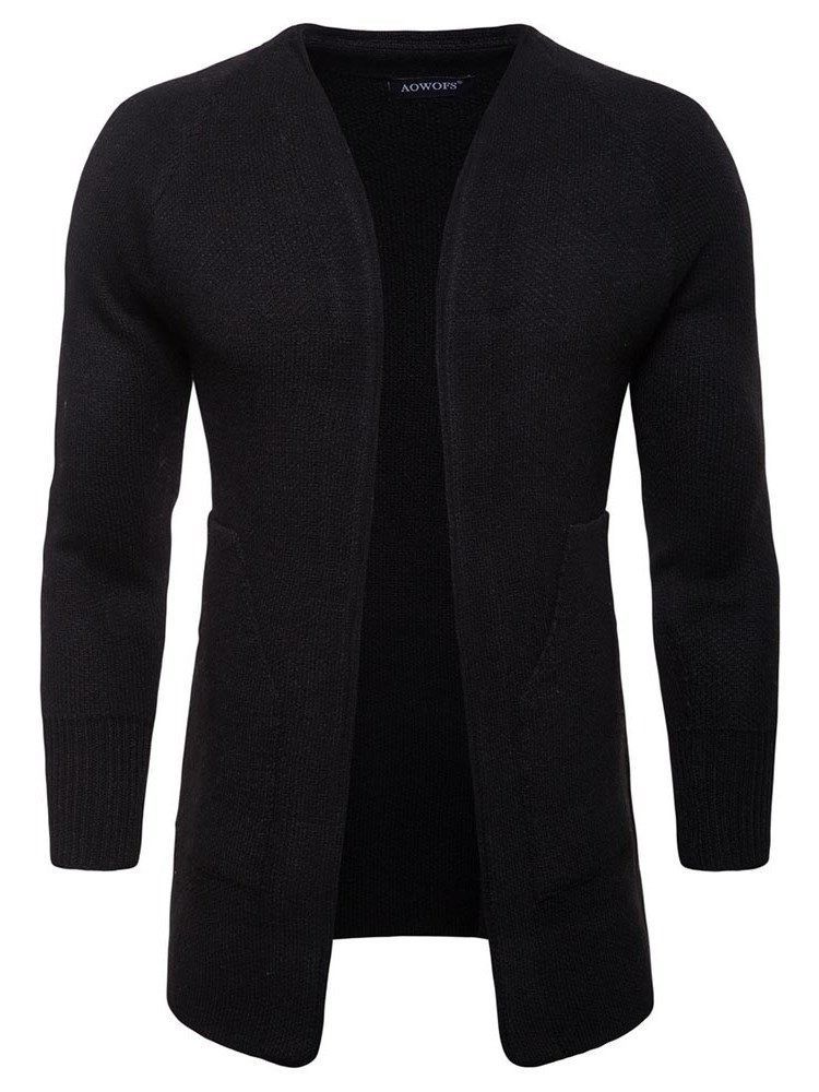 Plain Slim Herren Casual Cardigan Mit Taschen