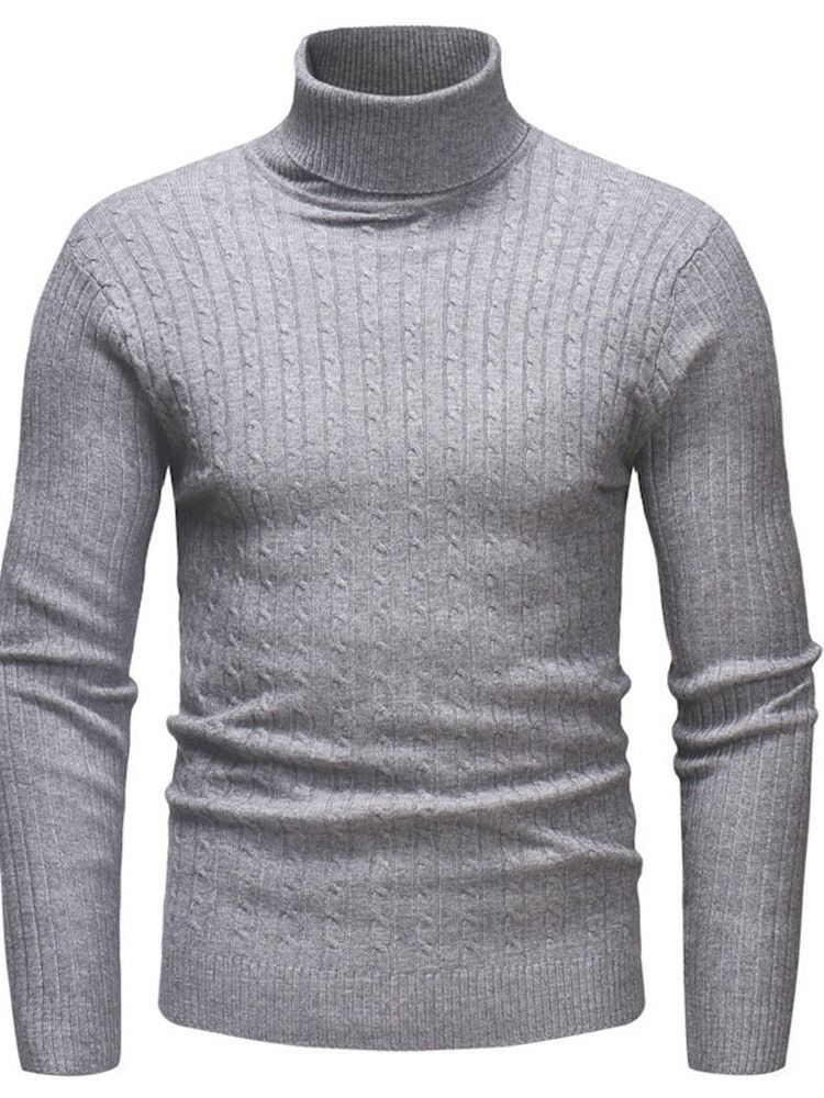 Plain Standard Rollkragen Casual Herren Slim Pullover