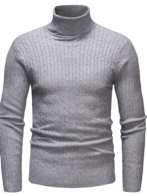 Plain Standard Rollkragen Casual Herren Slim Pullover