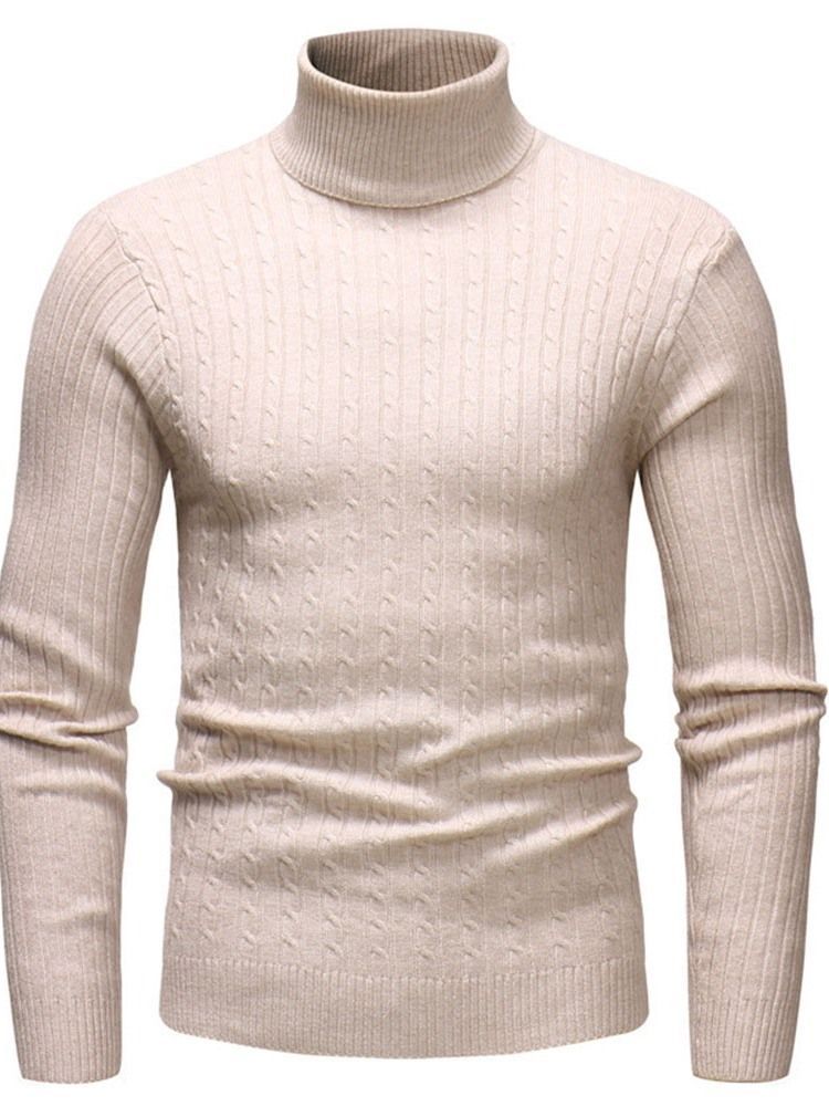 Plain Standard Rollkragen Casual Herren Slim Pullover