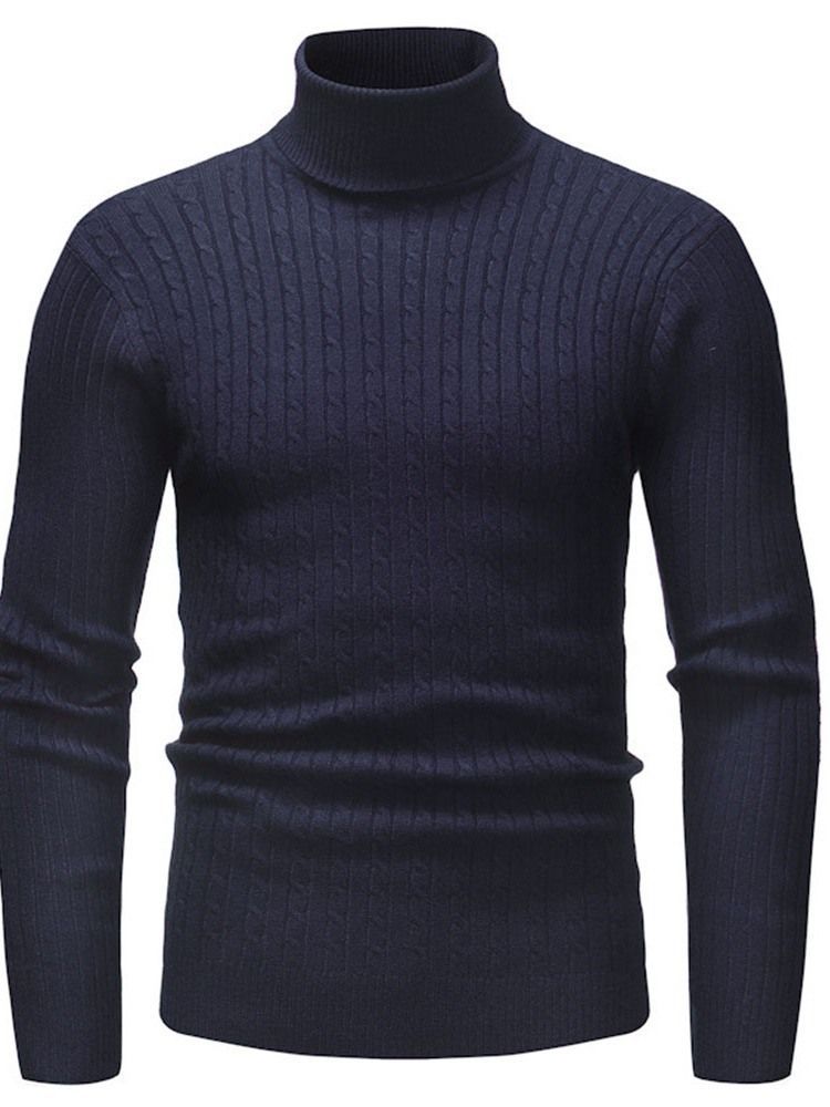 Plain Standard Rollkragen Casual Herren Slim Pullover