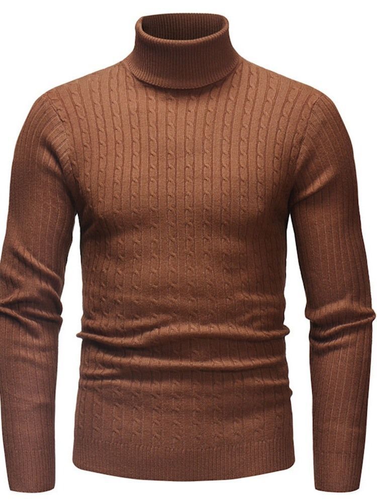 Plain Standard Rollkragen Casual Herren Slim Pullover