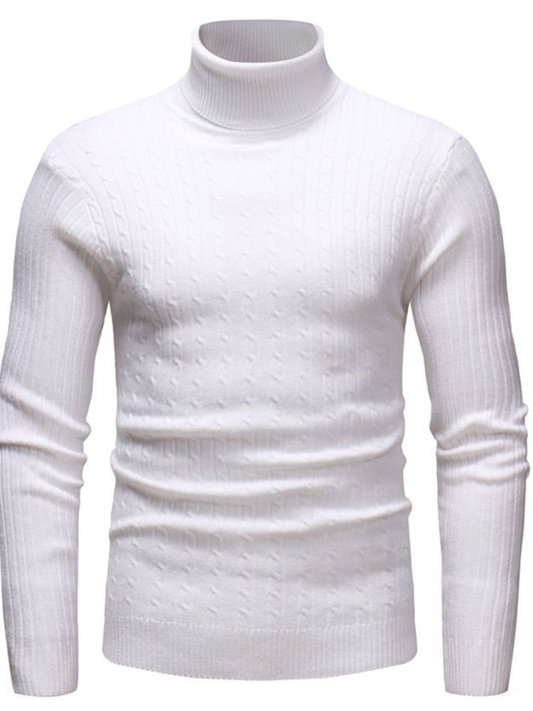 Plain Standard Rollkragen Casual Herren Slim Pullover