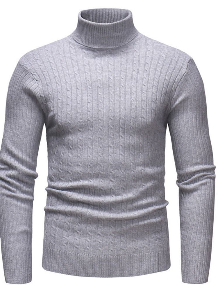 Plain Standard Rollkragen Casual Herren Slim Pullover