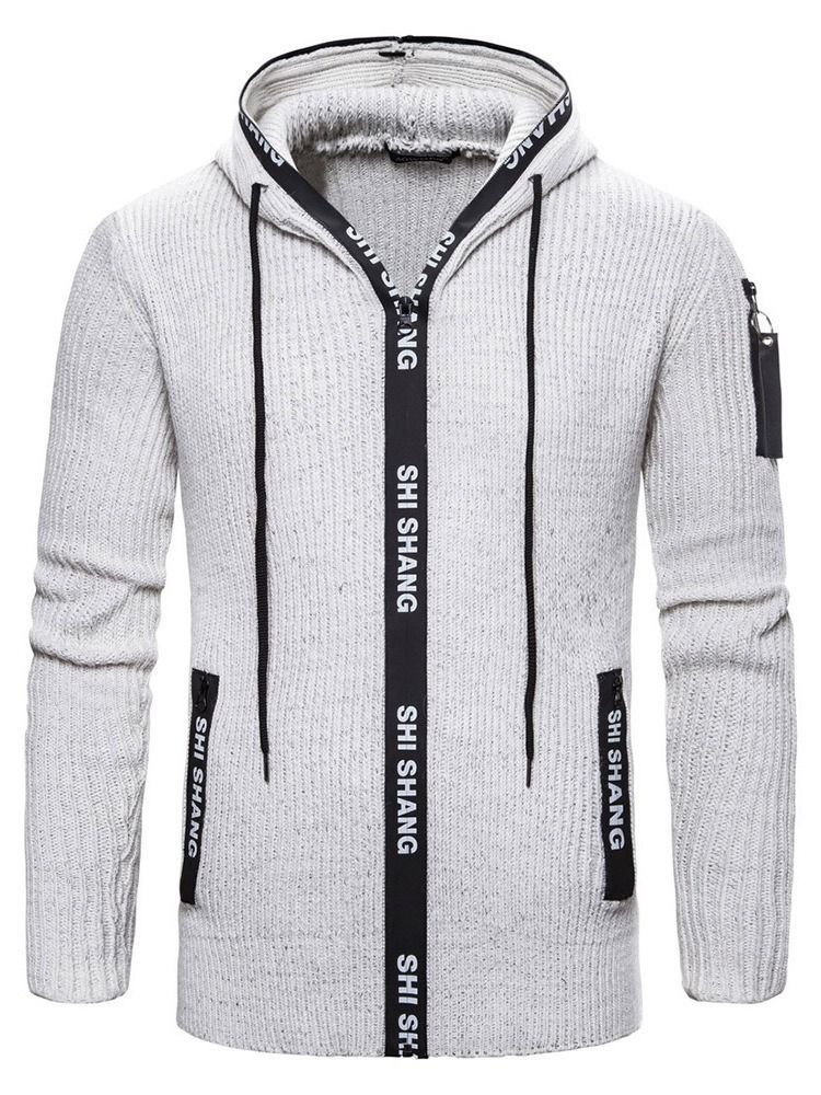 Pocket Standard Hooded Zipper Herren Slim Sweater