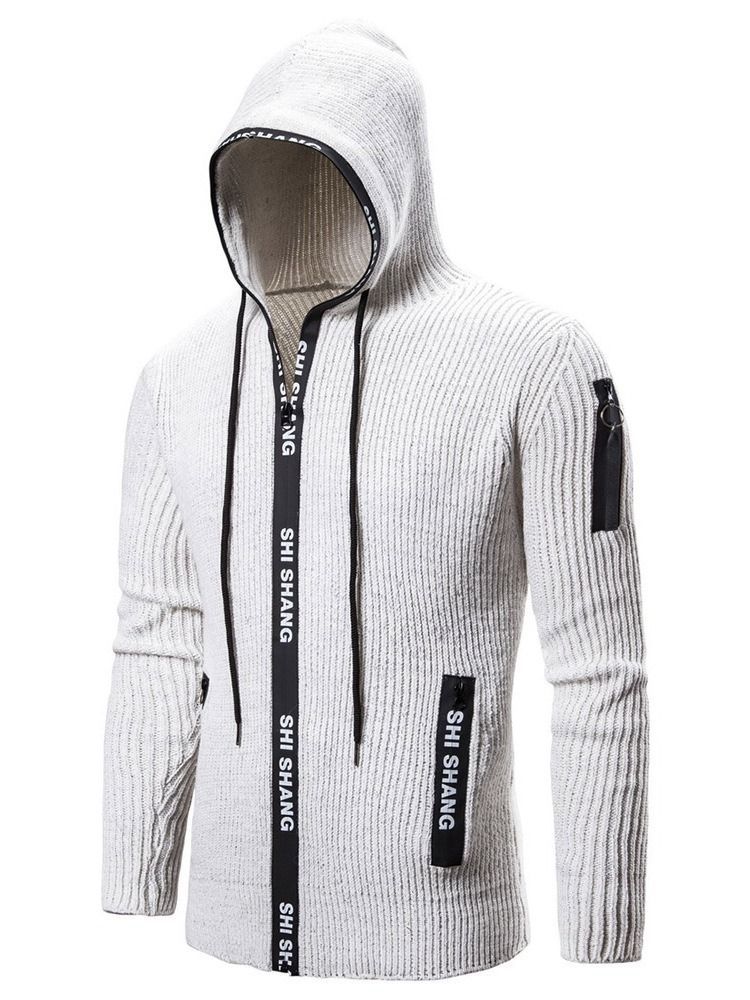 Pocket Standard Hooded Zipper Herren Slim Sweater