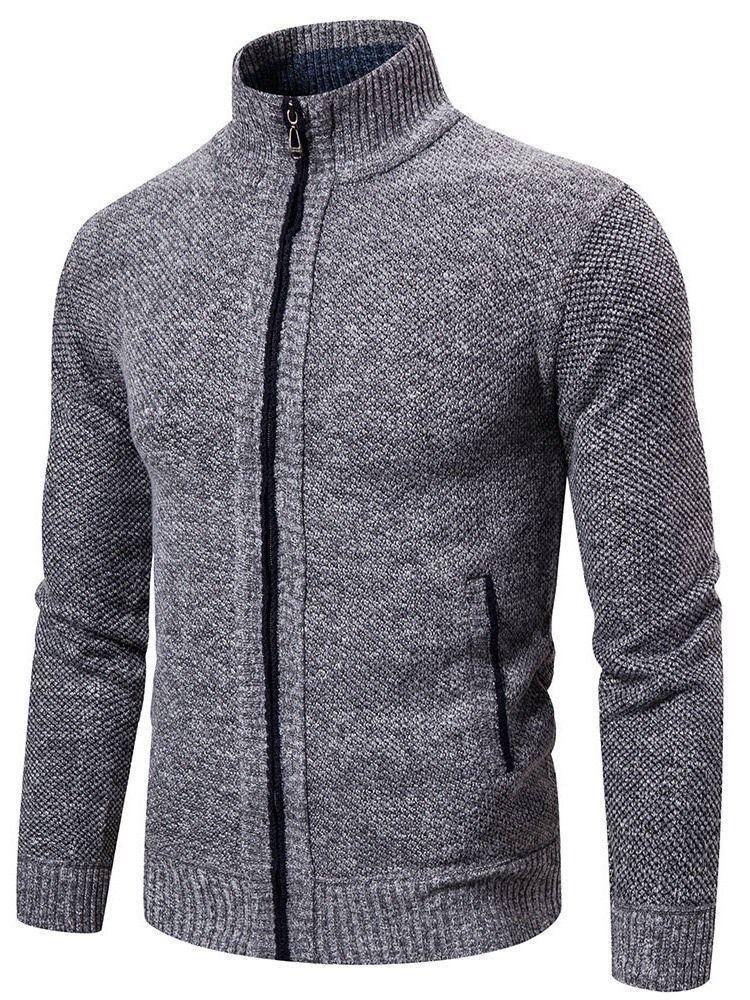 Reißverschluss Color Block Standard Herren Slim Herbst Pullover