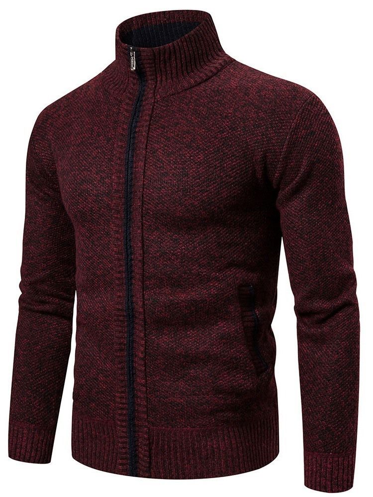 Reißverschluss Color Block Standard Herren Slim Herbst Pullover