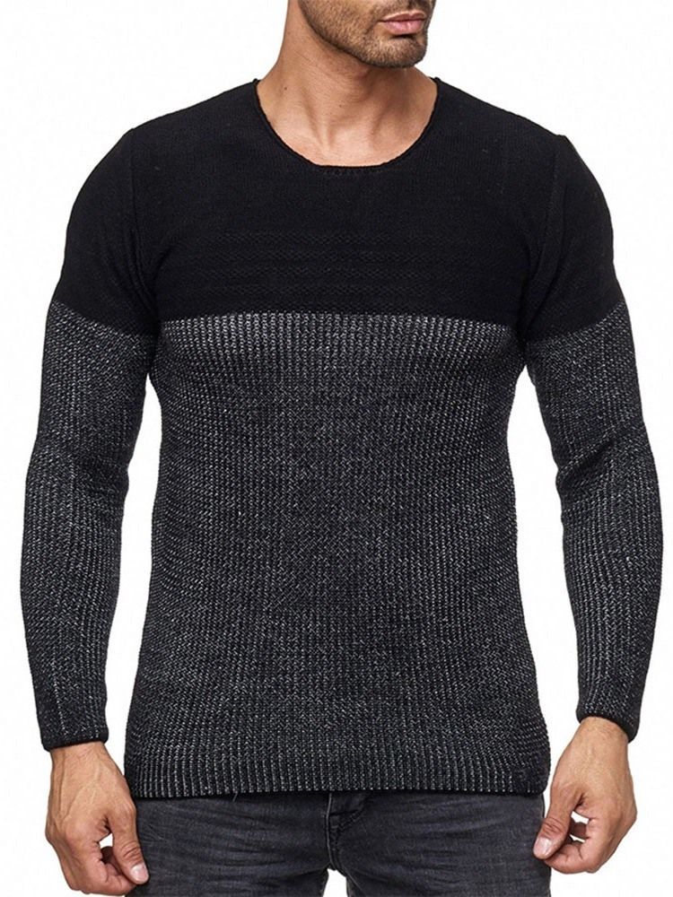 Rundhals-farbblock-standard-herren-slim-casual-pullover