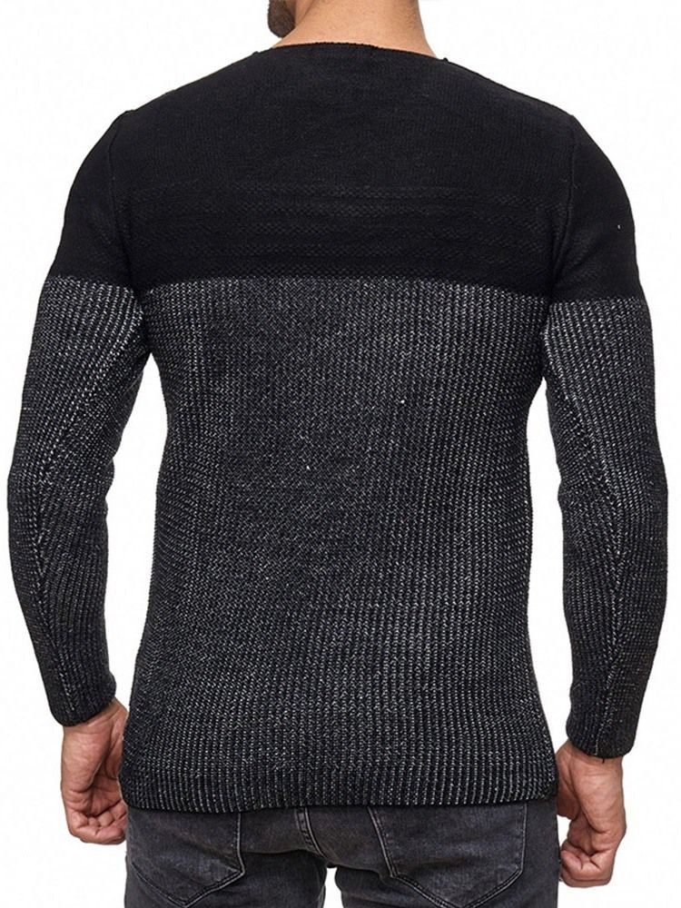 Rundhals-farbblock-standard-herren-slim-casual-pullover