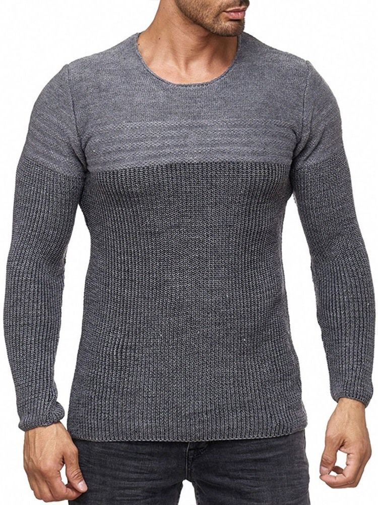 Rundhals-farbblock-standard-herren-slim-casual-pullover