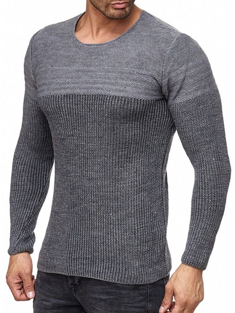 Rundhals-farbblock-standard-herren-slim-casual-pullover