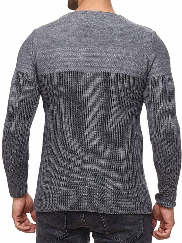 Rundhals-farbblock-standard-herren-slim-casual-pullover