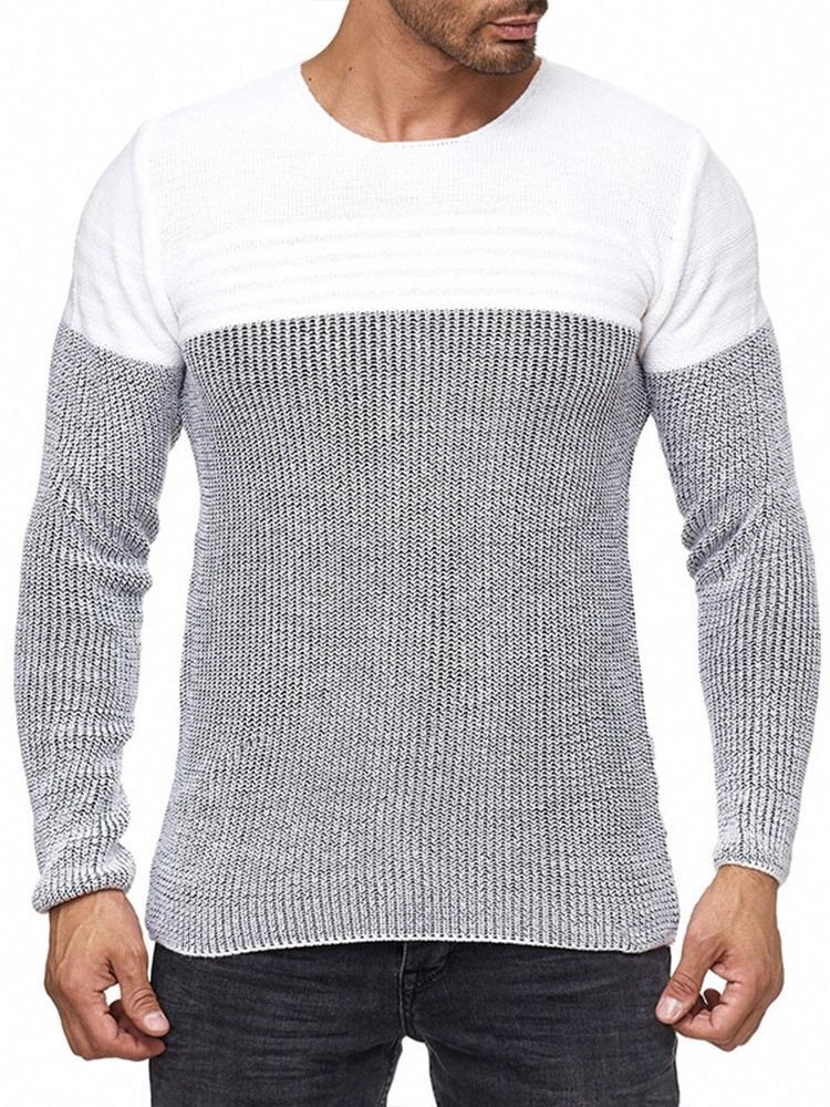 Rundhals-farbblock-standard-herren-slim-casual-pullover