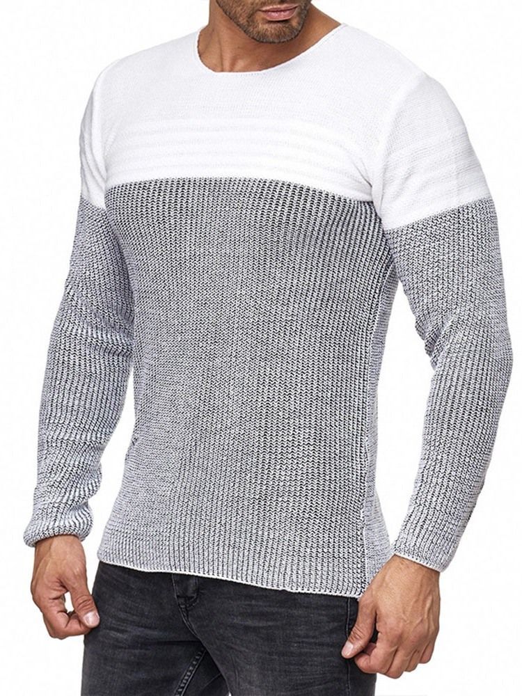 Rundhals-farbblock-standard-herren-slim-casual-pullover