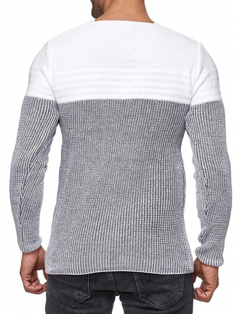 Rundhals-farbblock-standard-herren-slim-casual-pullover