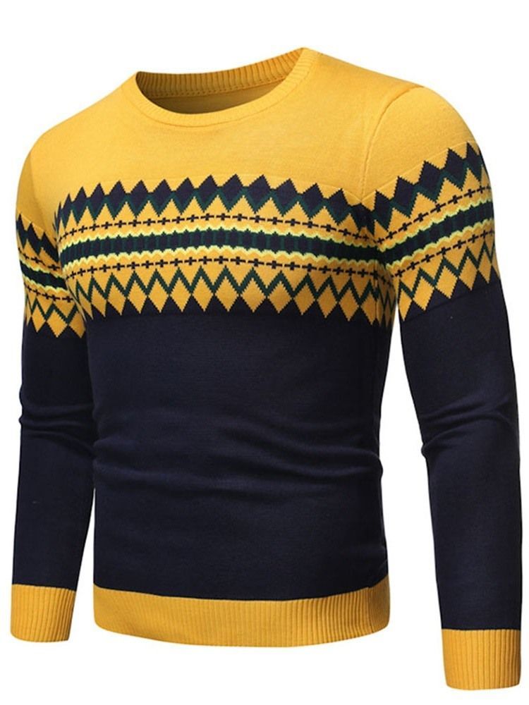 Rundhals-farbblock Standard Winter Casual Herren Pullover