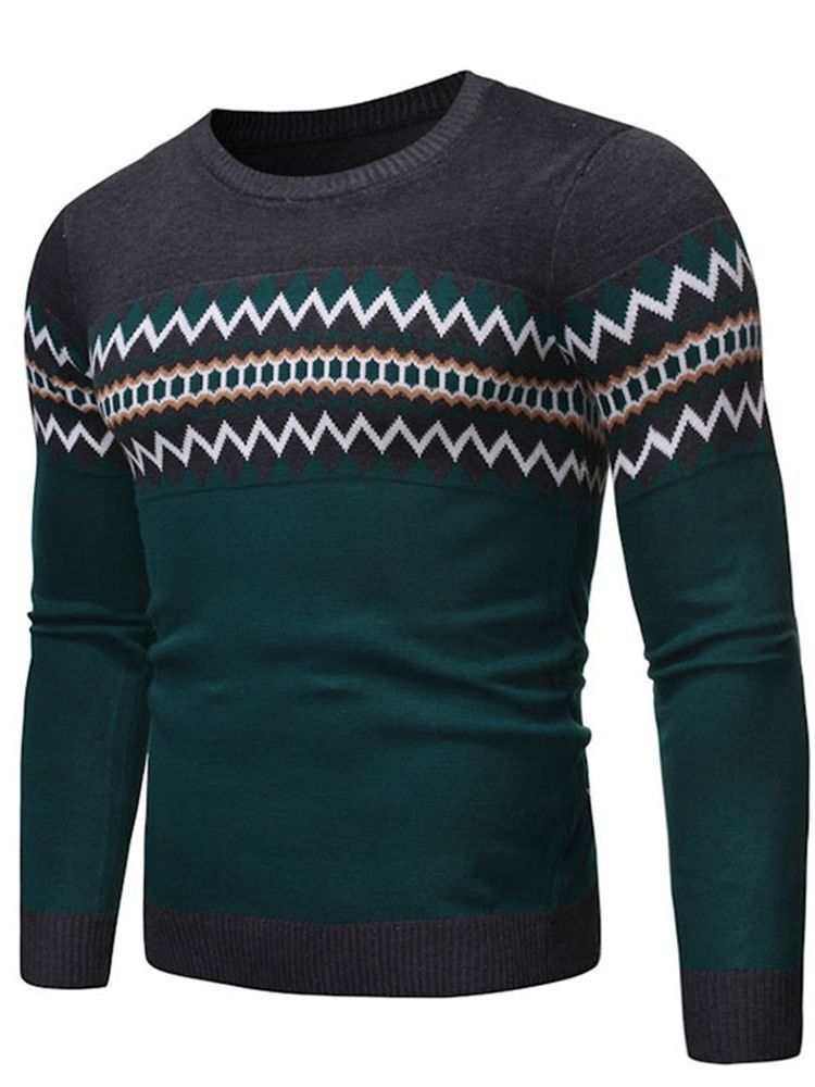 Rundhals-farbblock Standard Winter Casual Herren Pullover