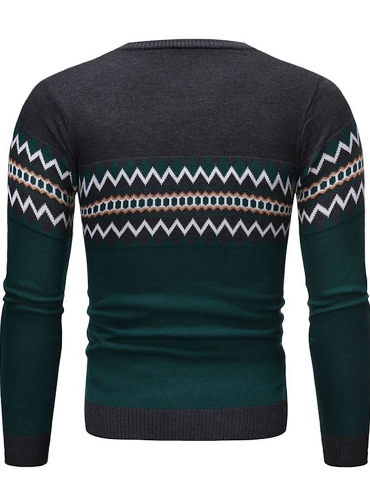 Rundhals-farbblock Standard Winter Casual Herren Pullover