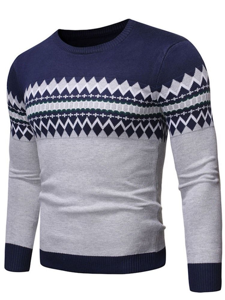 Rundhals-farbblock Standard Winter Casual Herren Pullover