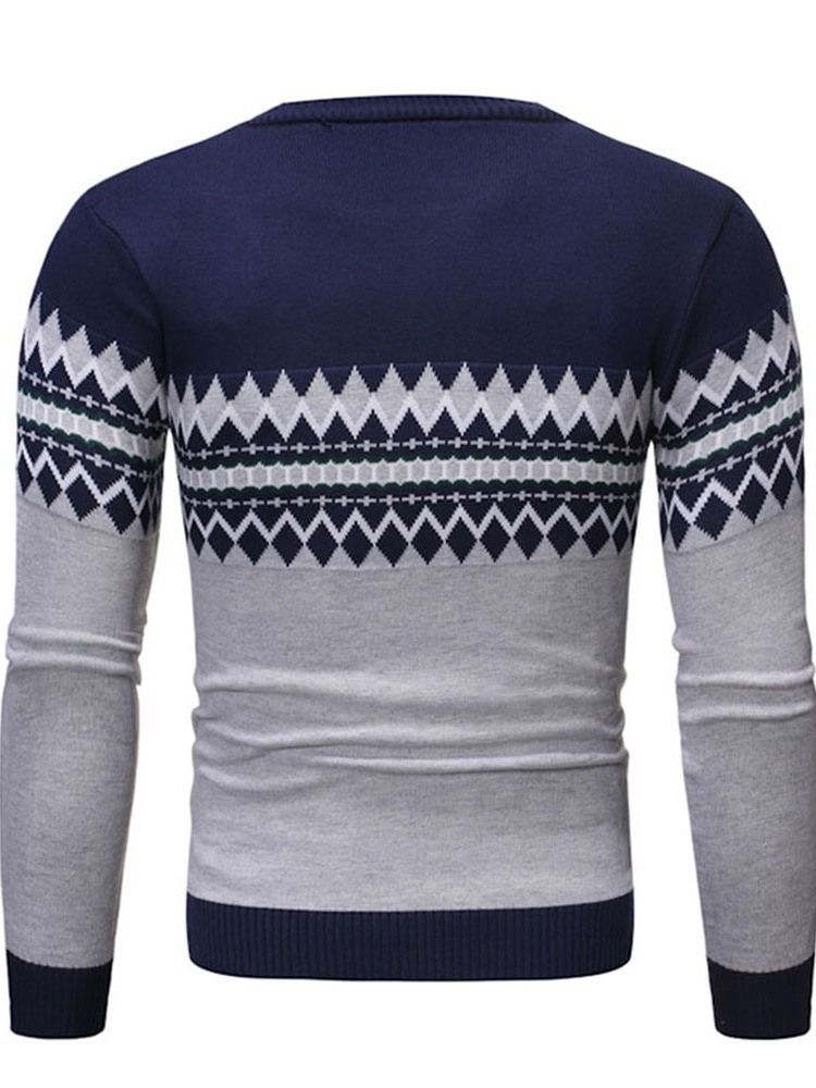 Rundhals-farbblock Standard Winter Casual Herren Pullover