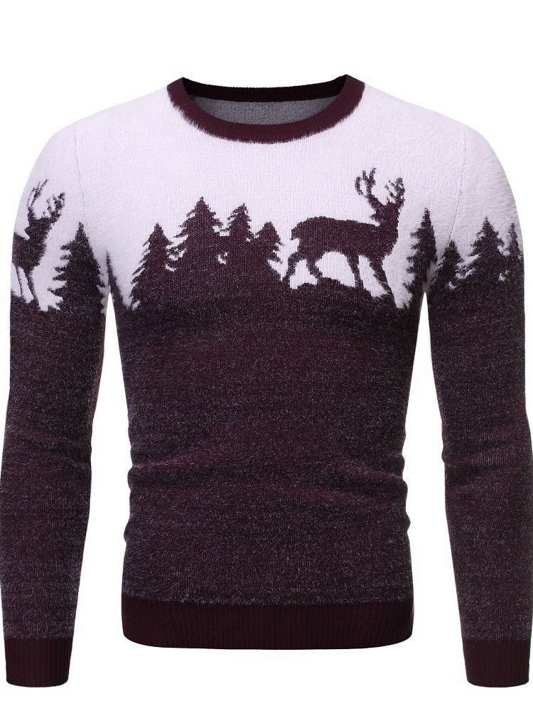 Rundhals Standard Animal Winter Herren Slim Pullover Slim