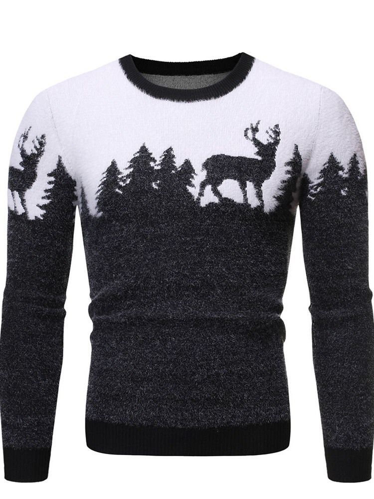 Rundhals Standard Animal Winter Herren Slim Pullover Slim