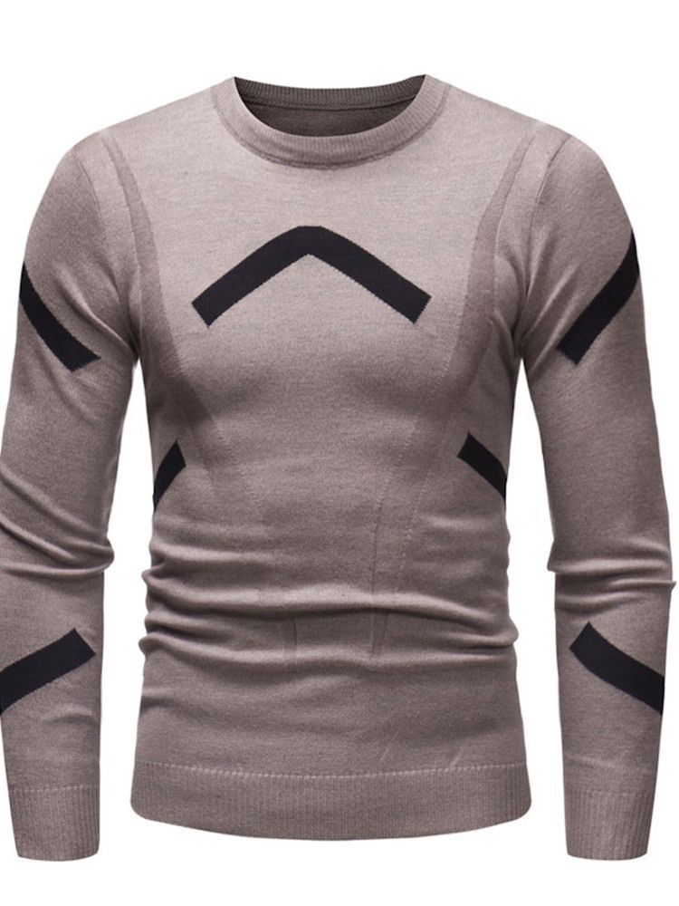 Rundhals-standard-farbblock-herbst-slim-pullover