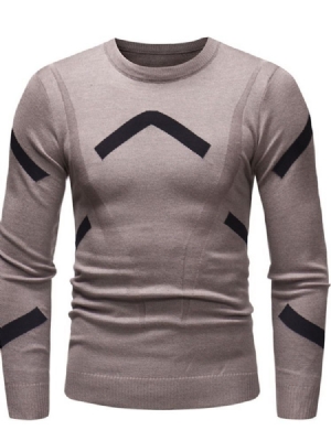 Rundhals-standard-farbblock-herbst-slim-pullover