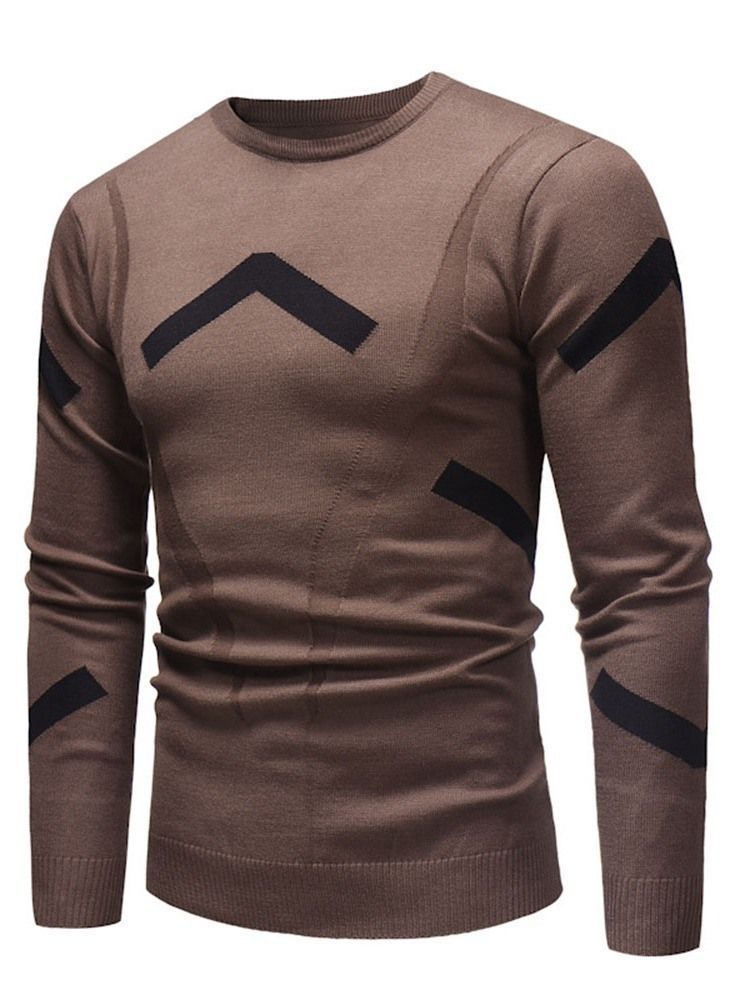 Rundhals-standard-farbblock-herbst-slim-pullover