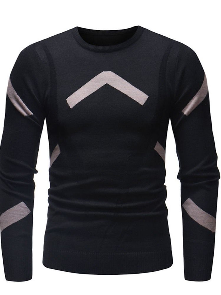 Rundhals-standard-farbblock-herbst-slim-pullover