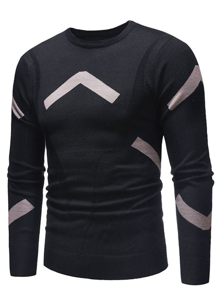 Rundhals-standard-farbblock-herbst-slim-pullover