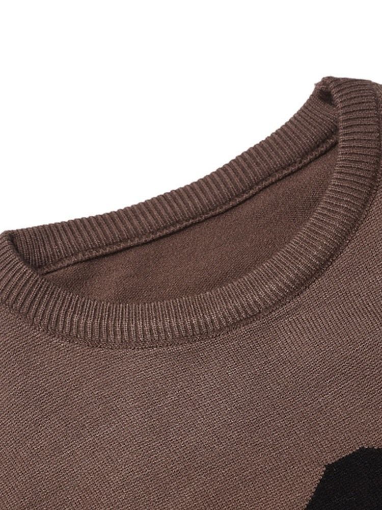 Rundhals-standard-farbblock-herbst-slim-pullover