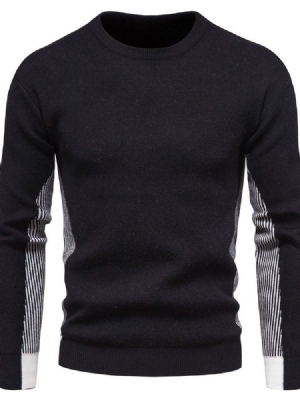 Rundhals Standard Patchwork Casual Herren Slim Pullover