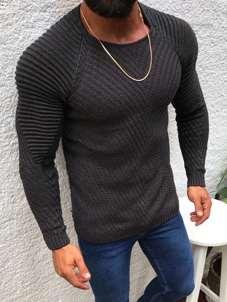 Rundhalsausschnitt Mittellang Schlichter Herren-slim-pullover