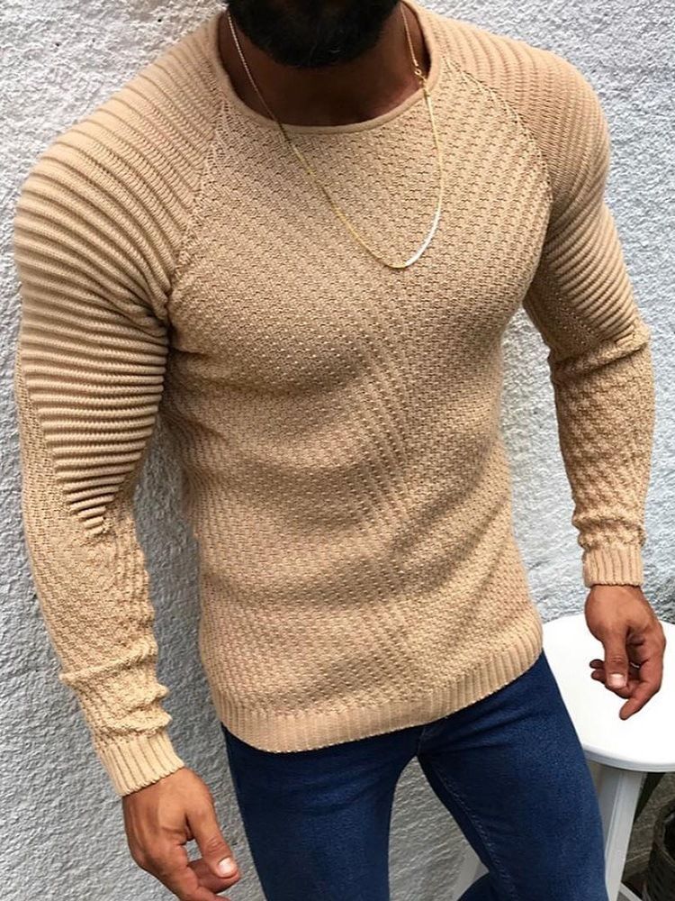 Rundhalsausschnitt Mittellang Schlichter Herren-slim-pullover