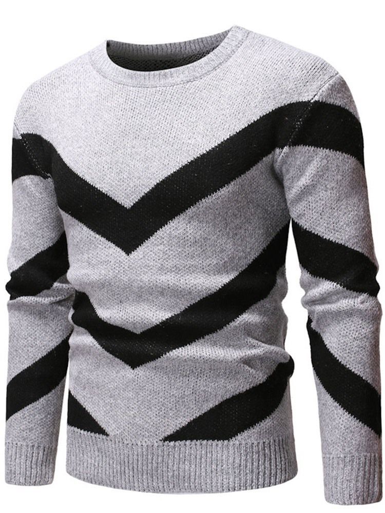 Standard Color Block Rundhals Herren Slim European Sweater