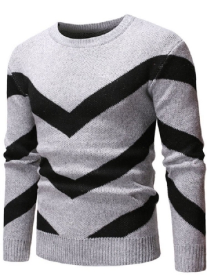 Standard Color Block Rundhals Herren Slim European Sweater