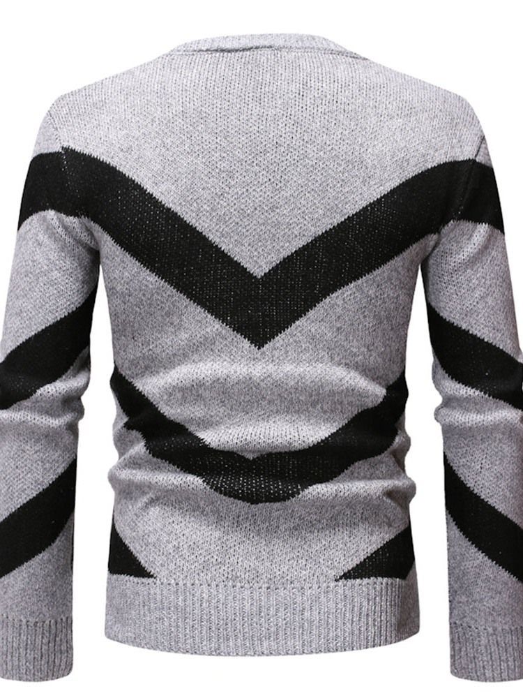 Standard Color Block Rundhals Herren Slim European Sweater