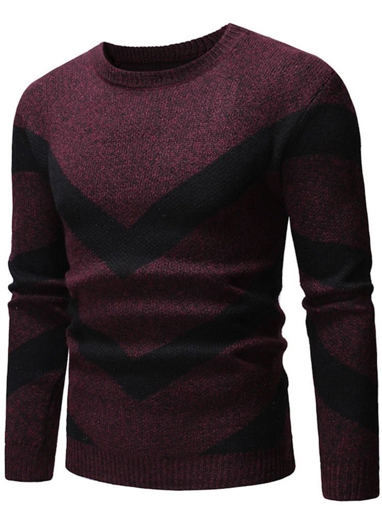 Standard Color Block Rundhals Herren Slim European Sweater