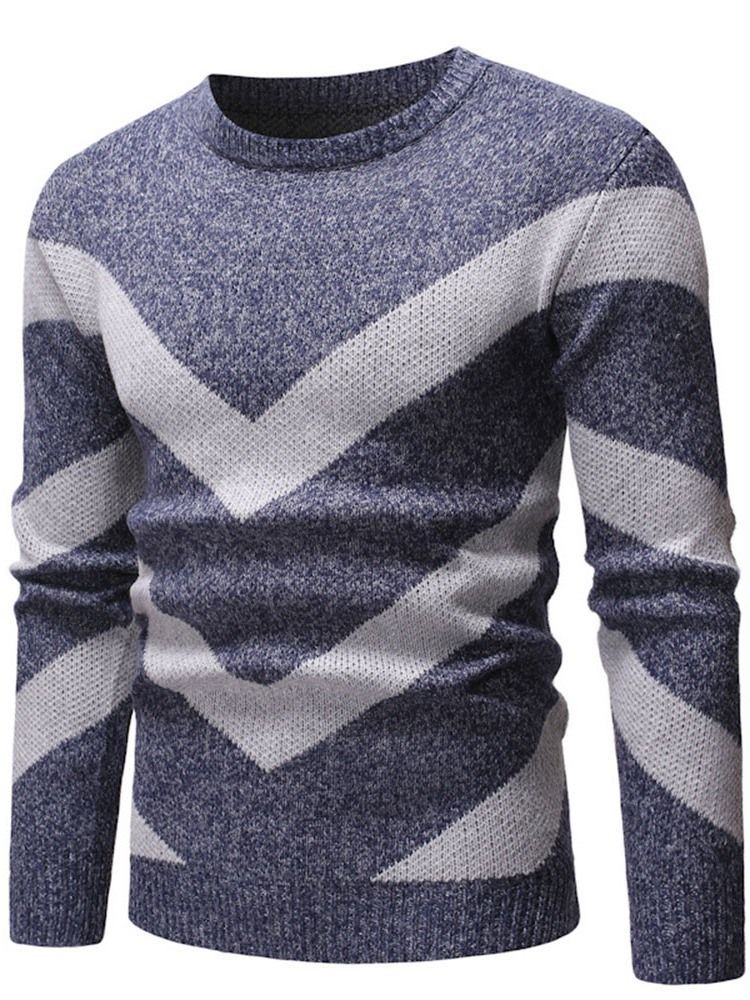 Standard Color Block Rundhals Herren Slim European Sweater