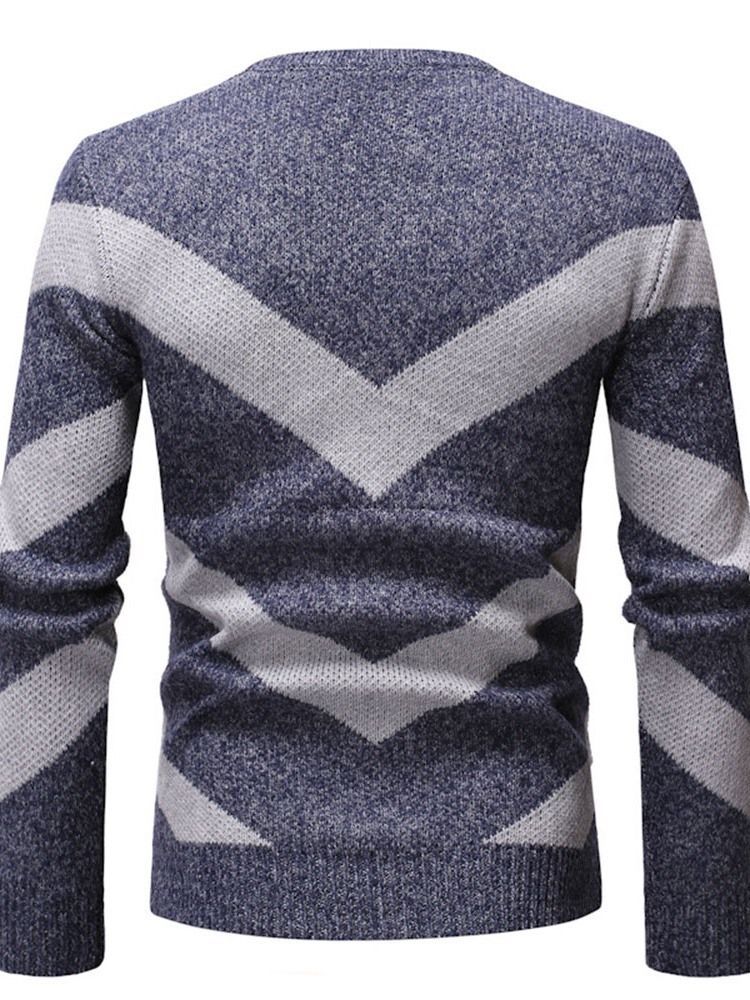 Standard Color Block Rundhals Herren Slim European Sweater