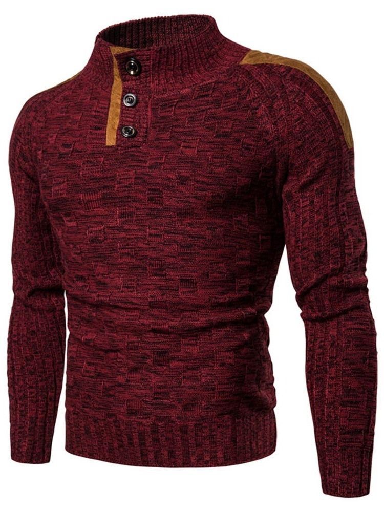 Standard-farbblock-knöpfe Casual Slim Herren Pullover